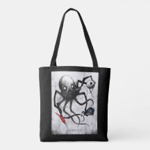 Black Inky Bones Press Octopus Tote