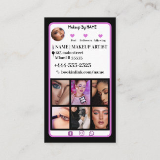 Black Instagram QRcode Makeup Artist Social Media Visitenkarte