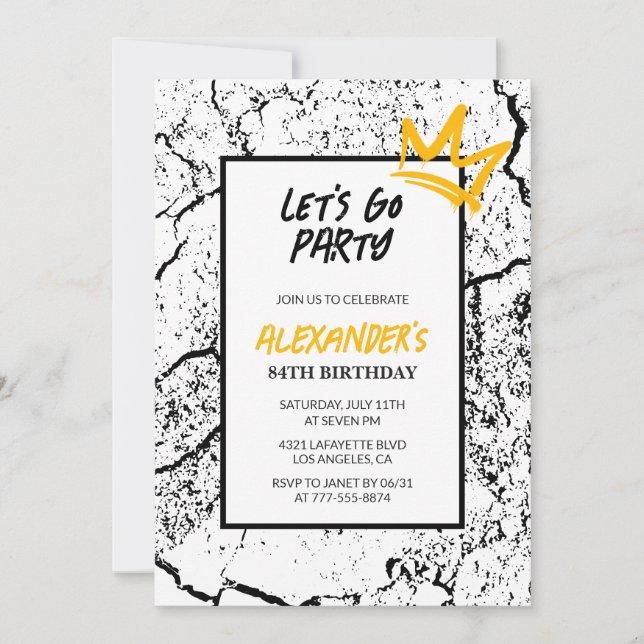 Black invitation 84e anniversaire Hommes Hip hop m (Devant)