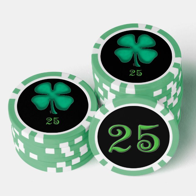 Black Irish Green 25 gestreifter Poker Chip (Stapel)