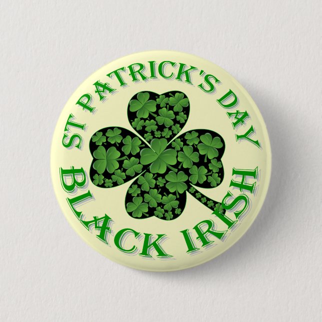 Black Irish St Patrick's Day Button (Vorderseite)