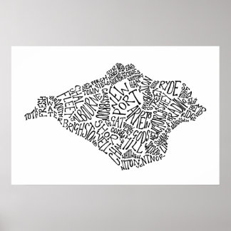 Black Isle of Wight Text Map Poster