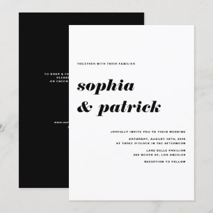 Black Italic Retro Typografie QR Code Wedding Einladung
