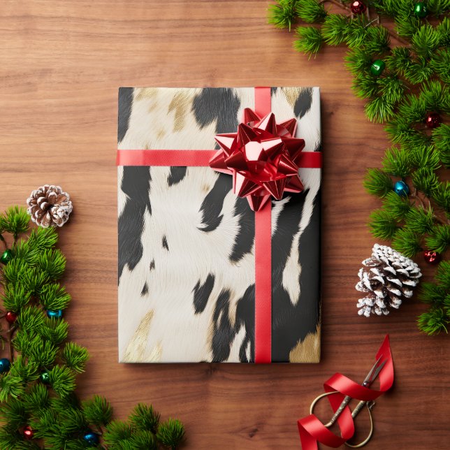 Black Ivory Gold Western Cowhide Geschenkpapier (Feiertagsgeschenk)