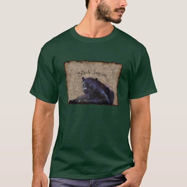 Black Jaguar Big Cat Wildlife-support Art T-Shirt (Devant)