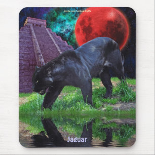 Black Jaguar & Chichen Itza Temple & Lunar Eclipse Mousepad