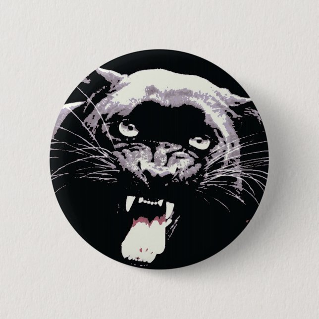Black Jaguar Panther Button (Vorderseite)