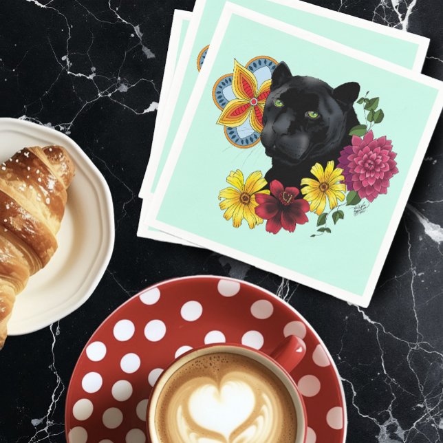 Black Jaguar Portrait Blume Serviette (Von Creator hochgeladen)