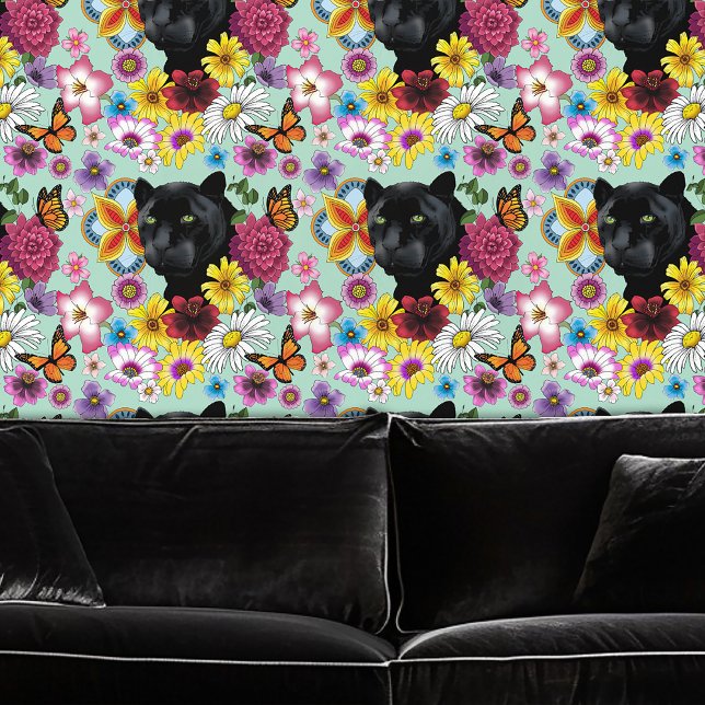 Black Jaguar Portrait Blume Tapete (Von Creator hochgeladen)