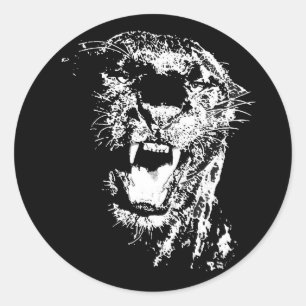 Black Jaguar Runder Aufkleber