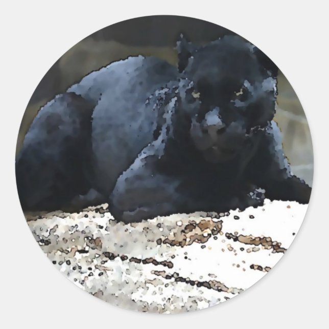 Black Jaguar Runder Aufkleber (Vorderseite)