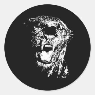 Black Jaguar Runder Aufkleber