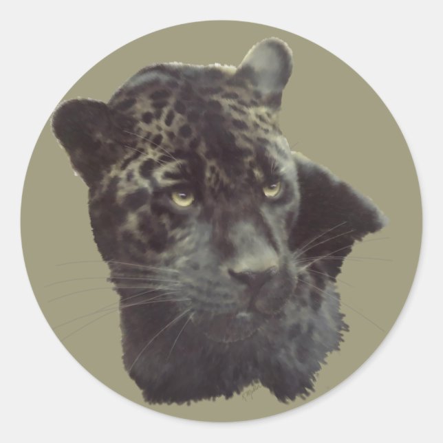 Black Jaguar Runder Aufkleber (Vorderseite)