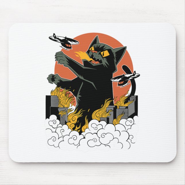 Black Japanese Catzilla Sunset - Klicken Sie auf " Mousepad (Vorne)