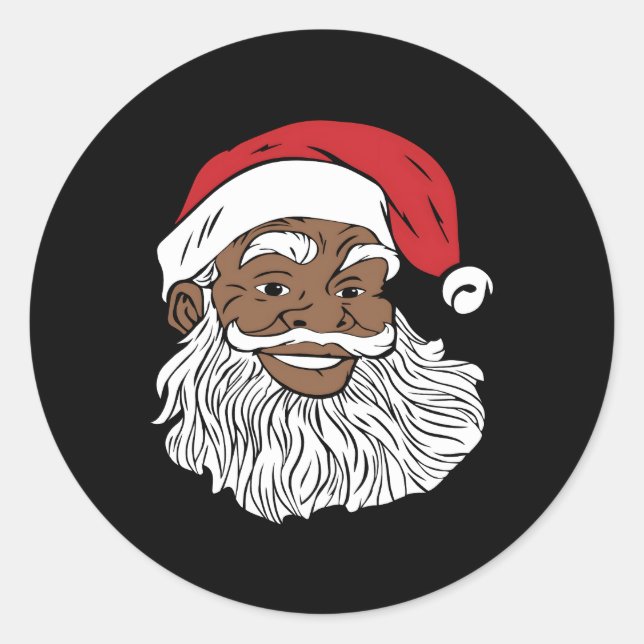Black Jolly Santa Fun Afrikanischer Santa American Runder Aufkleber (Vorderseite)