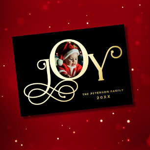 Black Joy Foto Echtgoldfolie Feiertagskarte Folien Feiertagskarte