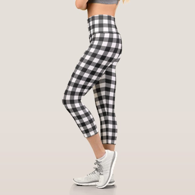 Black Kariert Buffalo Karo Pattern Capri Leggings (Links)
