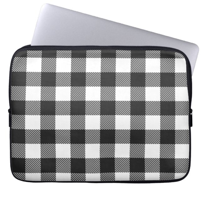 Black Kariert Buffalo Karo Pattern Laptopschutzhülle (Vorderseite)