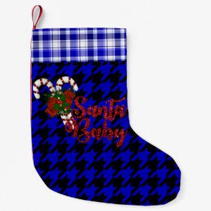 Black Kariert Schachbrett Santa Baby Weihnachten Kleiner Weihnachtsstrumpf