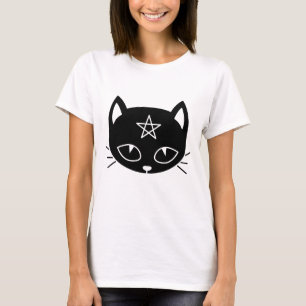 Black Kawaii Pagan Cat T - Shirt