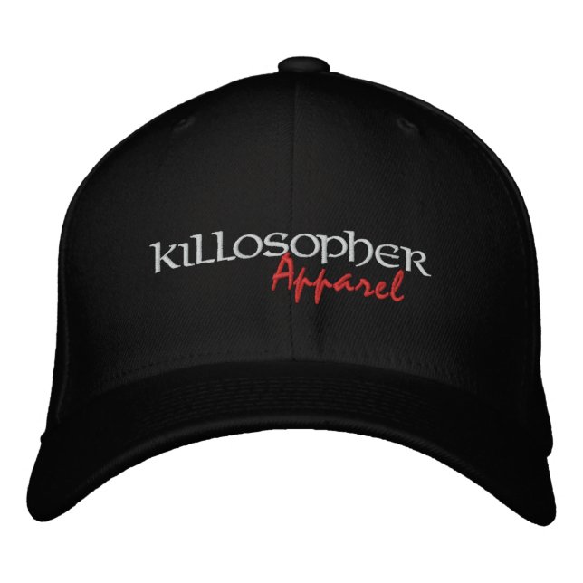 Black Killosopher Apparel Flexfit Cap Bestickte Baseballkappe (Vorderseite)