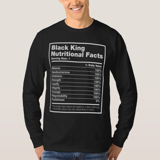 Black King ernährungsphysiologische Fakten Schwarz T-Shirt (Vorderseite)