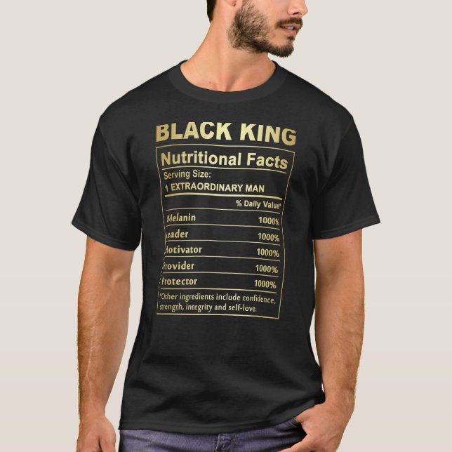 Black King ernährungswissenschaftliche Fakten Blac T-Shirt (Vorderseite)