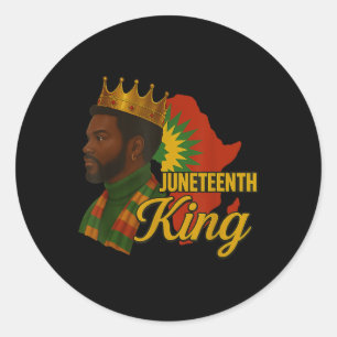 Black King Juneteenth 1865 Crown African American Runder Aufkleber