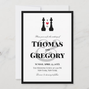 Black King Schach Pieces Gay Wedding Einladung