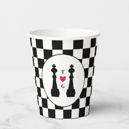 Black King Schach Pieces Gay Wedding Monogram Pappbecher