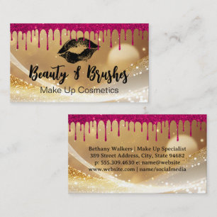Black Kiss Stain Gold Glitzer und Tropfen Visitenkarte