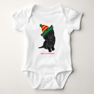 Black-Kitten-Babys 1. Weihnachts-personalisierter  Baby Strampler