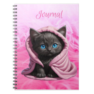Black Kitten Blue Eyes Pink Blanche Carnet