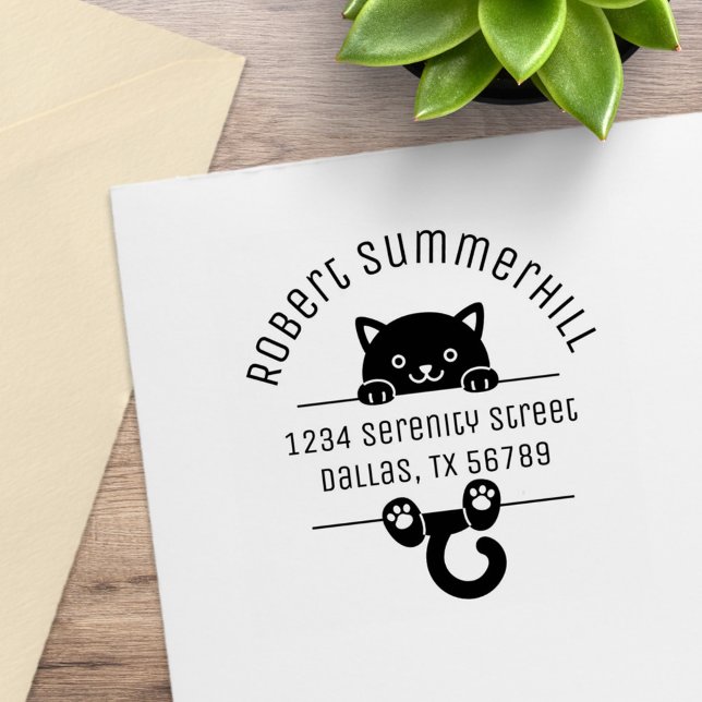 Black Kitten Cat Arch Address Gummistempel (Von Creator hochgeladen)