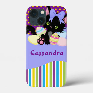 Black Kitten Easter Egg Dots and Stripes    Case-Mate iPhone Hülle