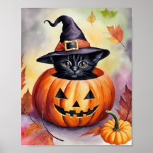 Black Kitten Halloween Pumpkin Hexenhut
