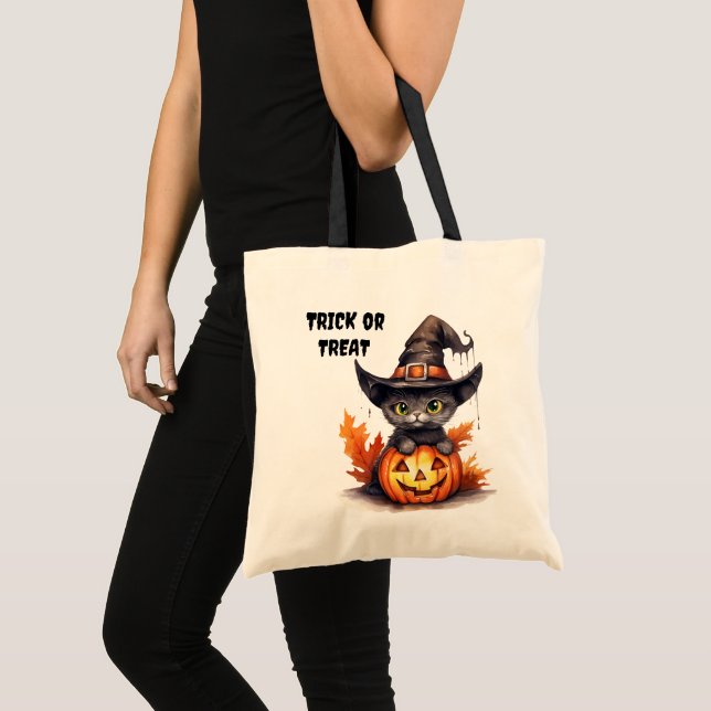 Black Kitten Hexenhut Kids Halloween-Leckerei Tragetasche (Vorderseite (Produkt))