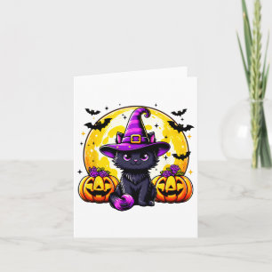 Black Kitten Pumpkin Kat Hexenhut Spooky Jahreszei Karte