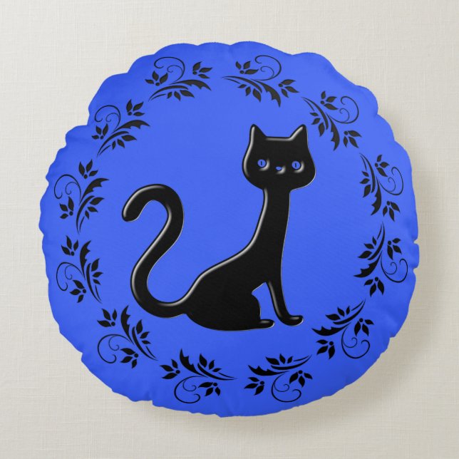 Black Kittens Cartoon 10 Rundes Kissen (Vorderseite)
