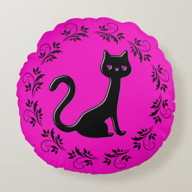 Black Kittens Cartoon 2 Rundes Kissen (Vorderseite)