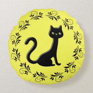 Black Kittens Cartoon 8 Rundes Kissen