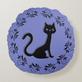 Black Kittens Cartoon 9 Rundes Kissen