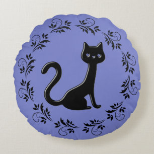 Black Kittens Cartoon 9 Rundes Kissen