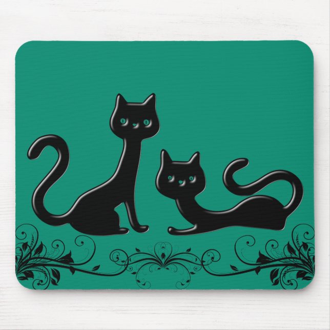 Black Kittens Cartoon IV Mousepad (Vorne)