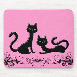 Black Kittens Cartoon Mousepad