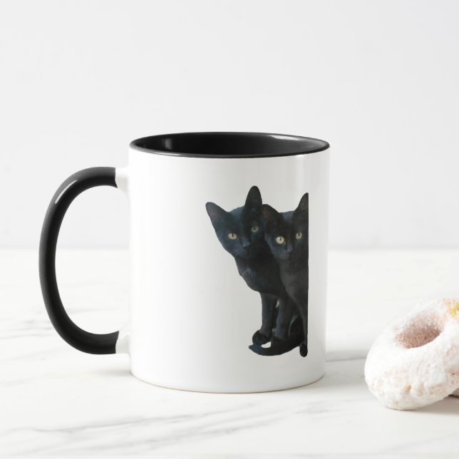 Black kittens tasse (Mit Donut)