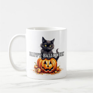 Black Kitty Cat   Frohe Halloween Kaffeetasse