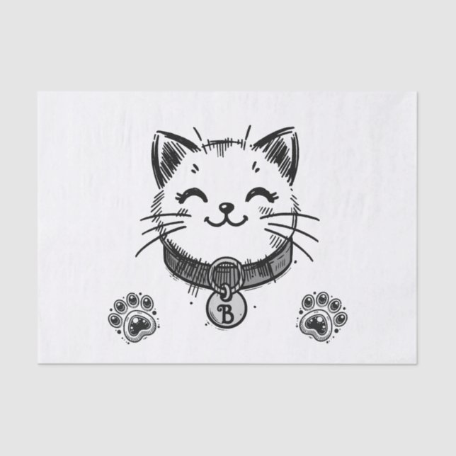 Black Kitty Cat Kitten Geburtstagsparty Seidenpapier (Vorderseite)