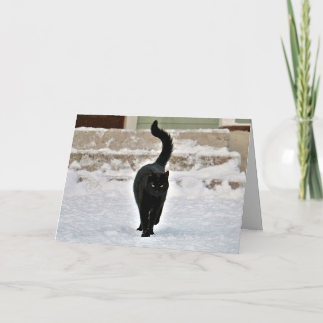 Black Kitty Cat Niedliche individuell anpassbare K Karte (Vorderseite)