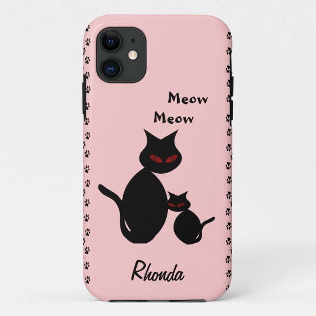 Black Kitty Cat Personal Case-Mate iPhone Hülle (Rückseite)